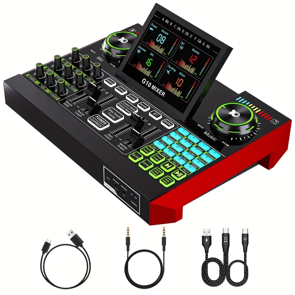 Pc Gaming Youtubers - Tenlamp G10 Podcast-Mikrofon-Set Live-Soundkarte Audio-Mixer, Stimmverzerrer