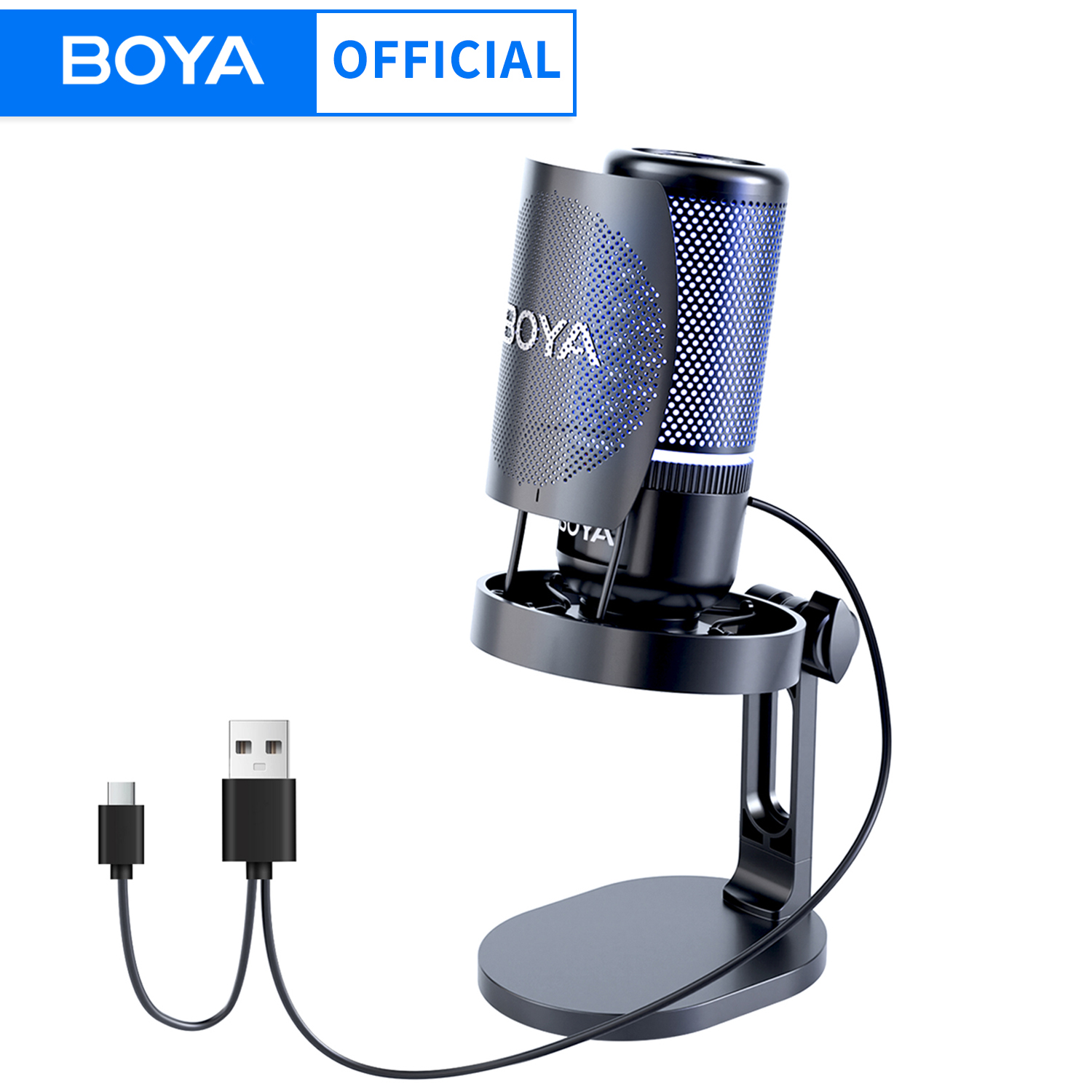 Pc Gaming Youtubers - BOYA K3 K9 USB-Gaming-Mikrofon mit Geräuschunterdrückung/RGB/Gain-Funktion