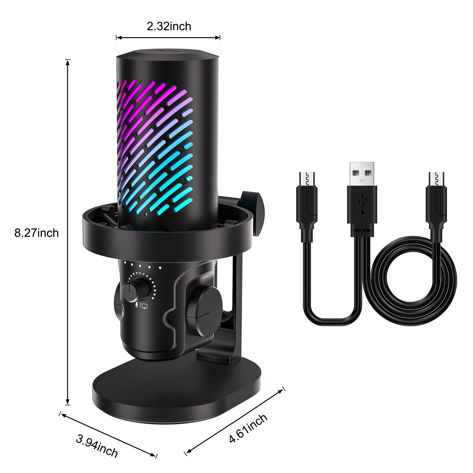 Pc Gaming Youtubers - Tenlamp CG1 RGB USB-Streaming-Mikrofon, professionelles Computer-Kondensatormikrofon