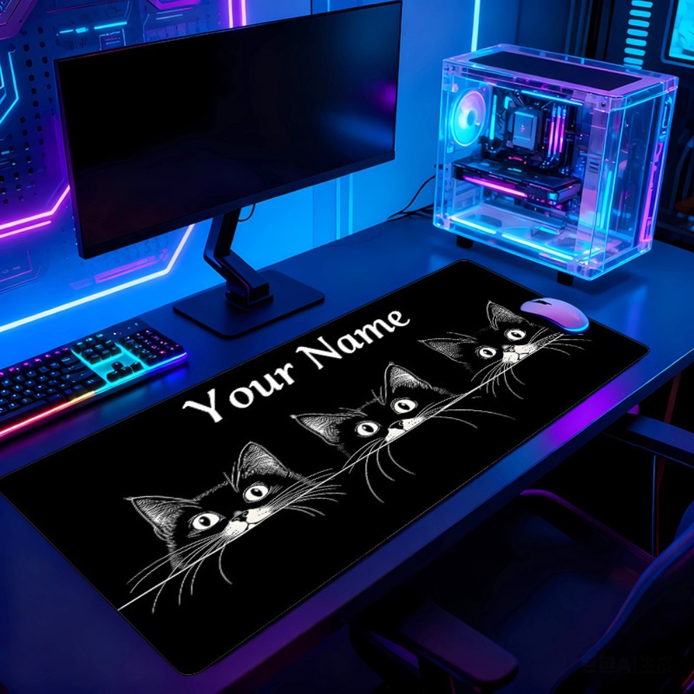 Pc Gaming Names - Niedliche Schreibtischunterlage mit 3 schwarzen Katzen,